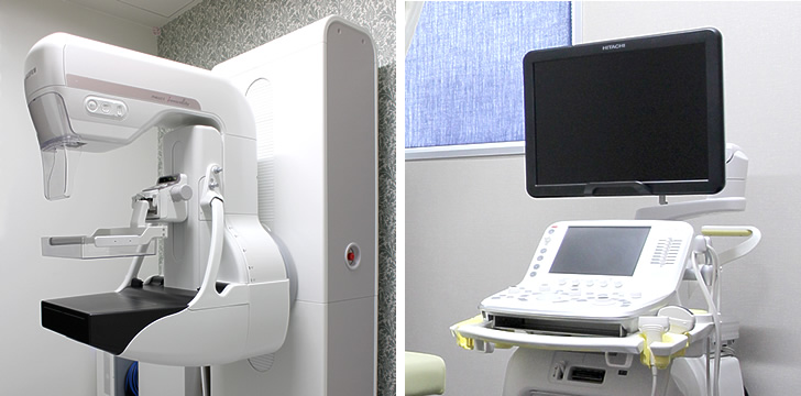 マンモグラフィ検査装置と乳房超音波検査装置
